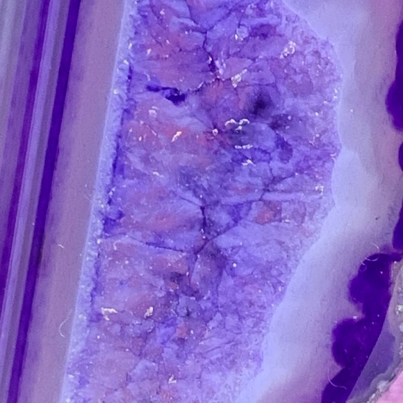 Purple Onyx Druzy Geode Agate Slice Pendant Necklace on Waxed Cotton Cord - Picture 6 of 12